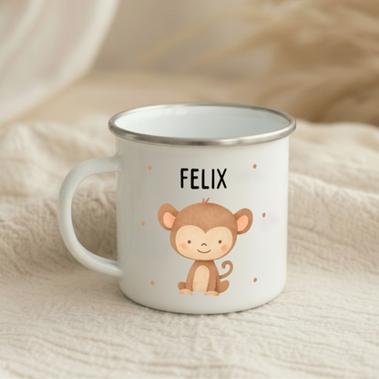 Emaille Tasse Tiere mit Punkten