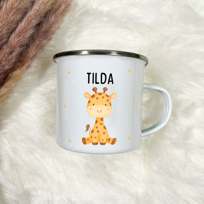 Emaille Tasse Tiere mit Punkten