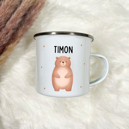Emaille Tasse Tiere mit Punkten