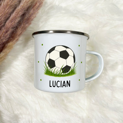 Emaille Tasse Fußball