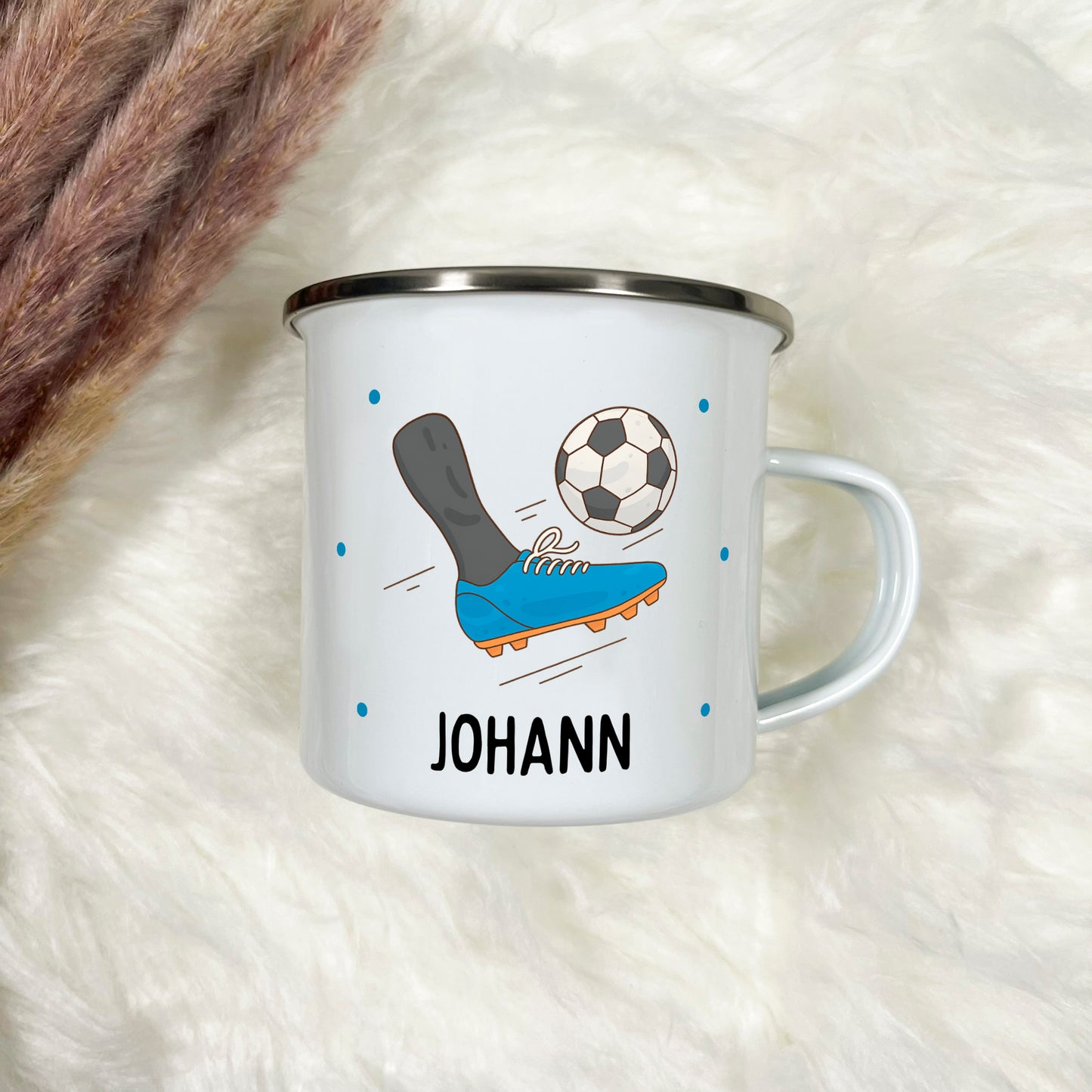 Emaille Tasse Fußball