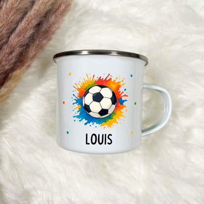 Emaille Tasse Fußball