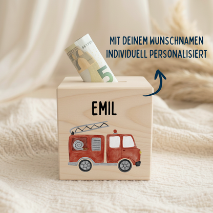Holzspardose personalisiert