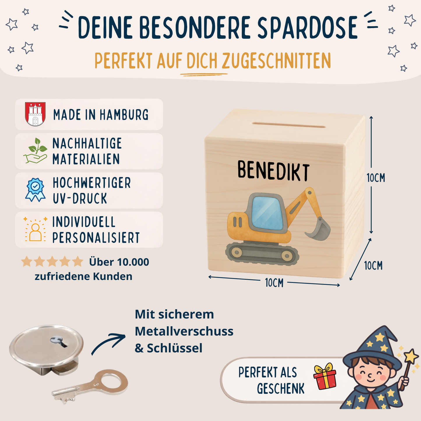 Holzspardose Jungen