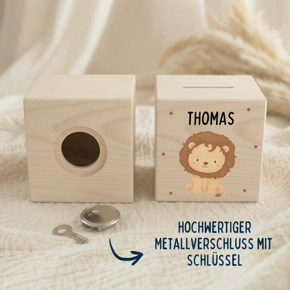 Holzspardose Tiere mit Punkten