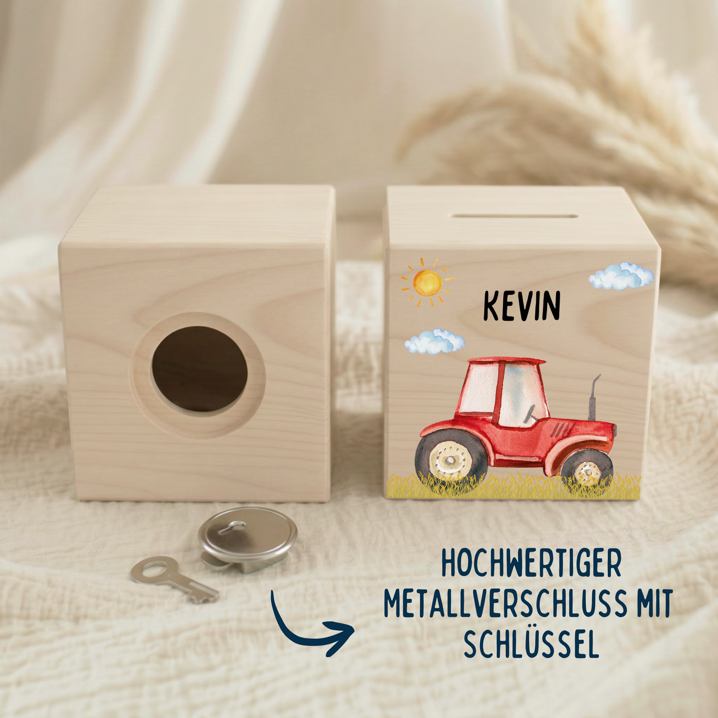 Holzspardose Traktor
