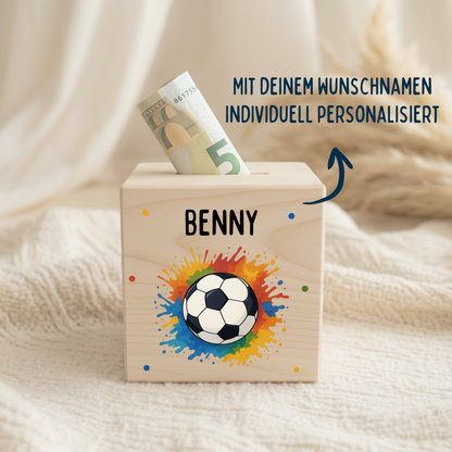Holzspardose Fußball