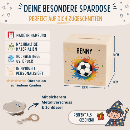 Holzspardose Fußball
