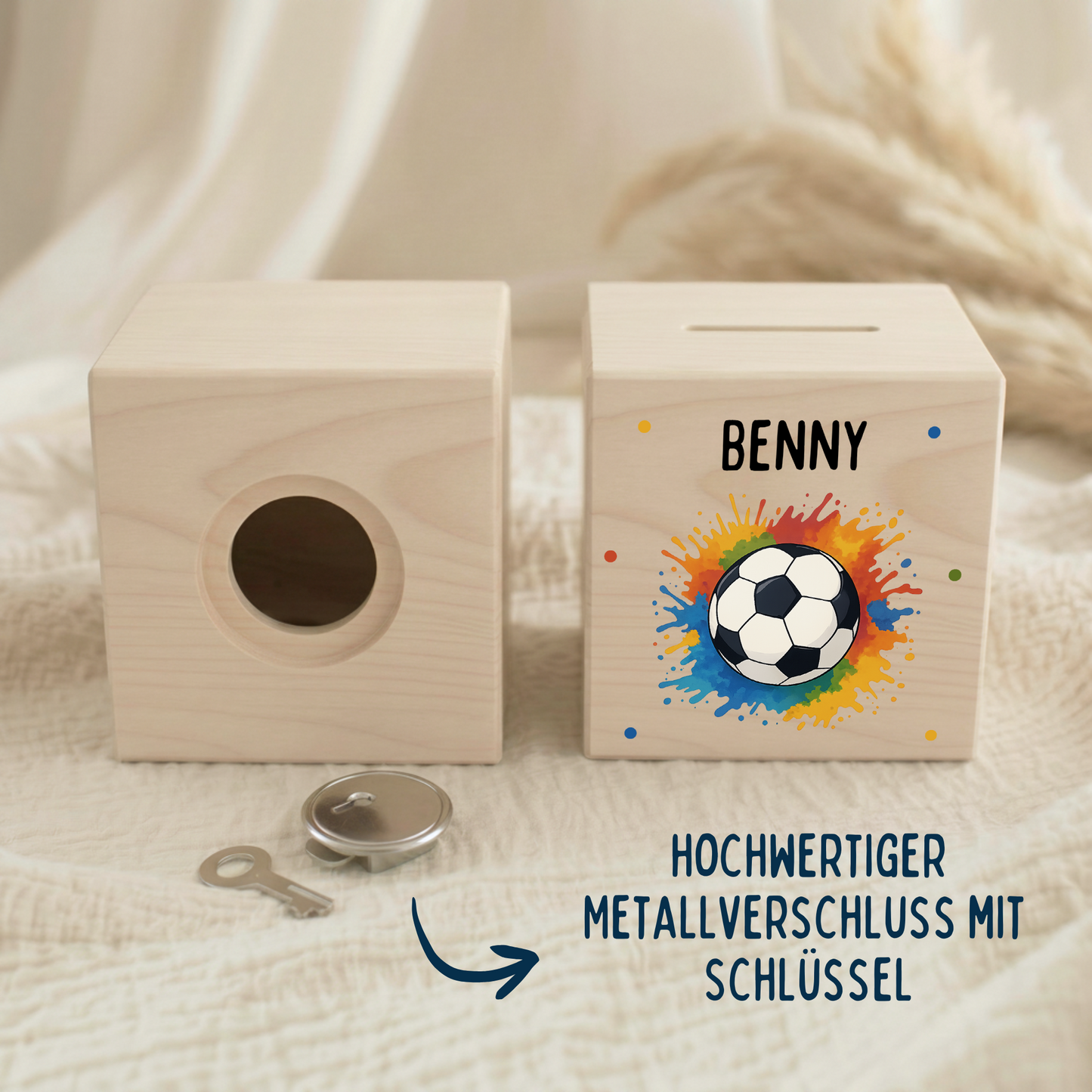 Holzspardose Fußball