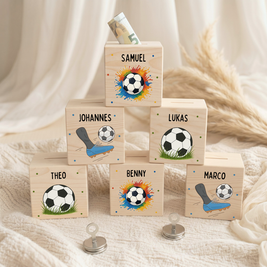 Holzspardose Fußball