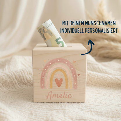 Holzspardose Mädchen