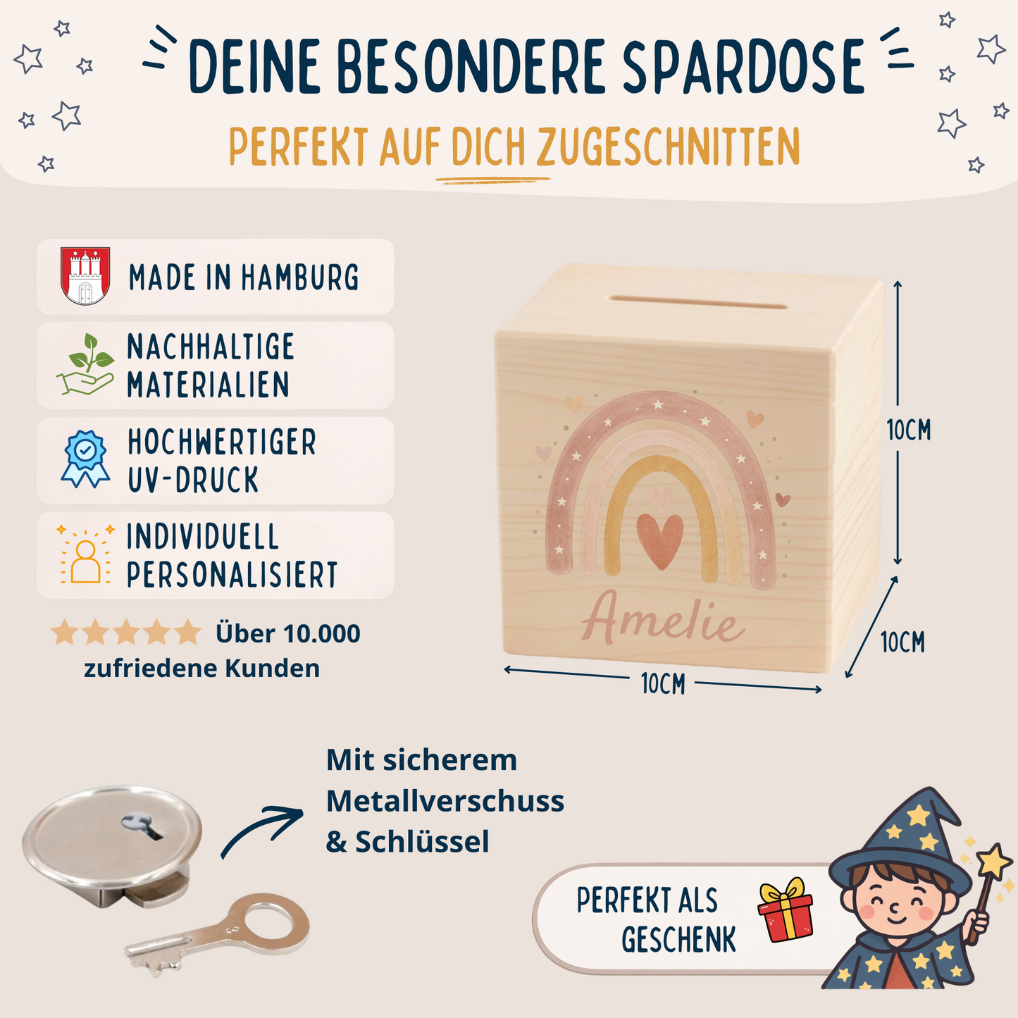 Holzspardose Mädchen