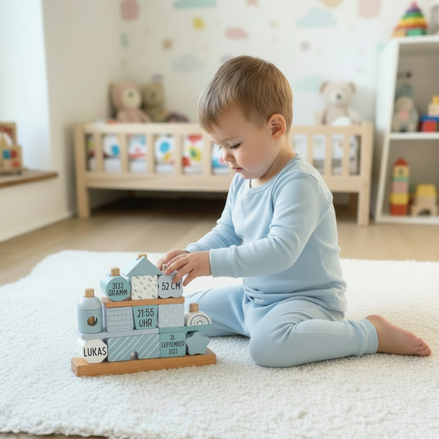 Montessori Stapelturm blau